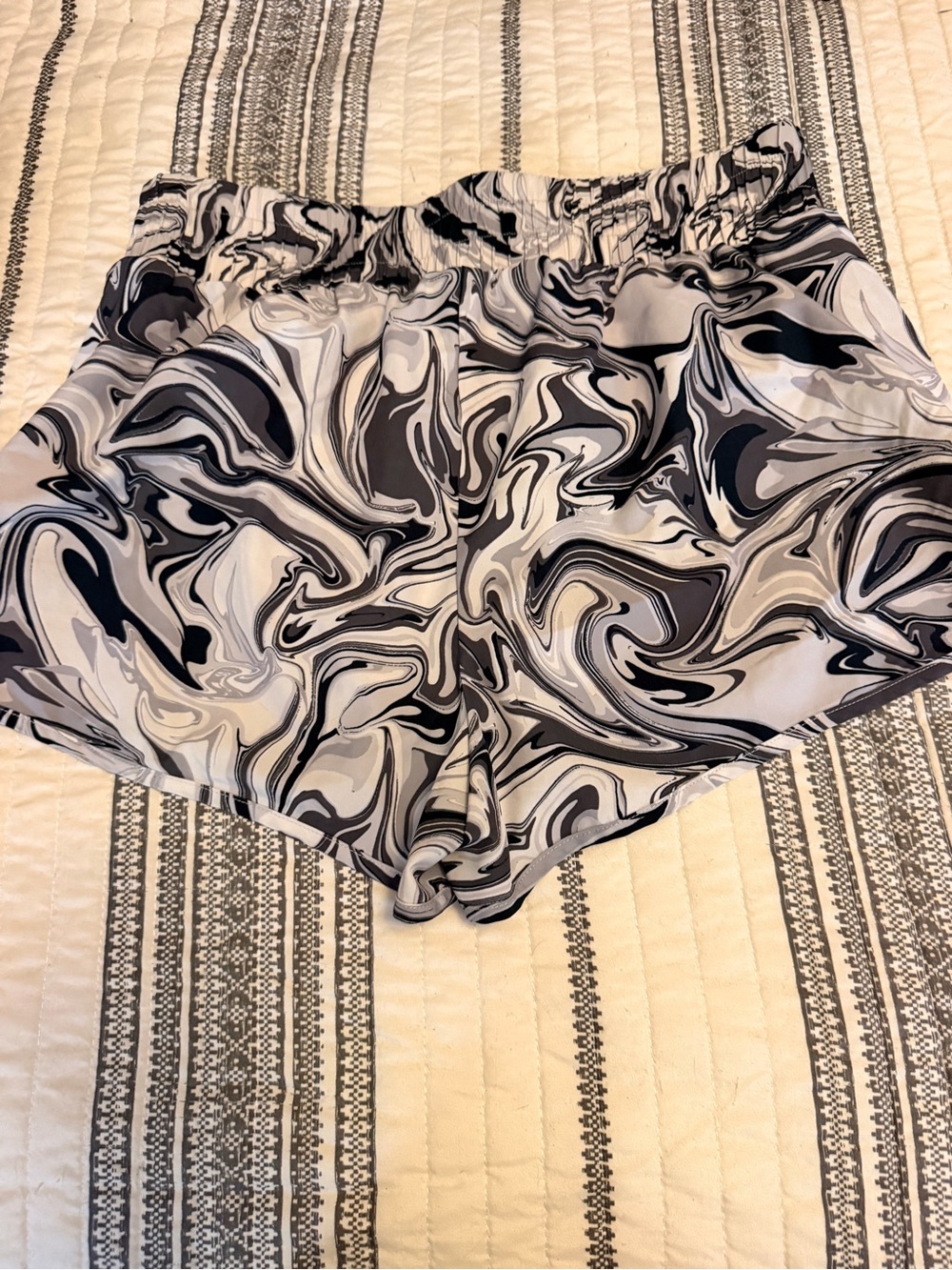 SO Voices The SportPants Abstract Athletic Shorts in Black & White